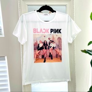 New Blackpink K-pop Korean fashion band rare item white tee t-shirt